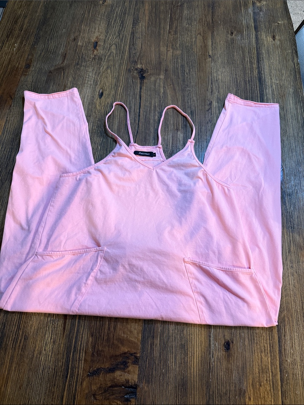 Automet Pink Cotton Jumpsuit with Spaghetti Straps